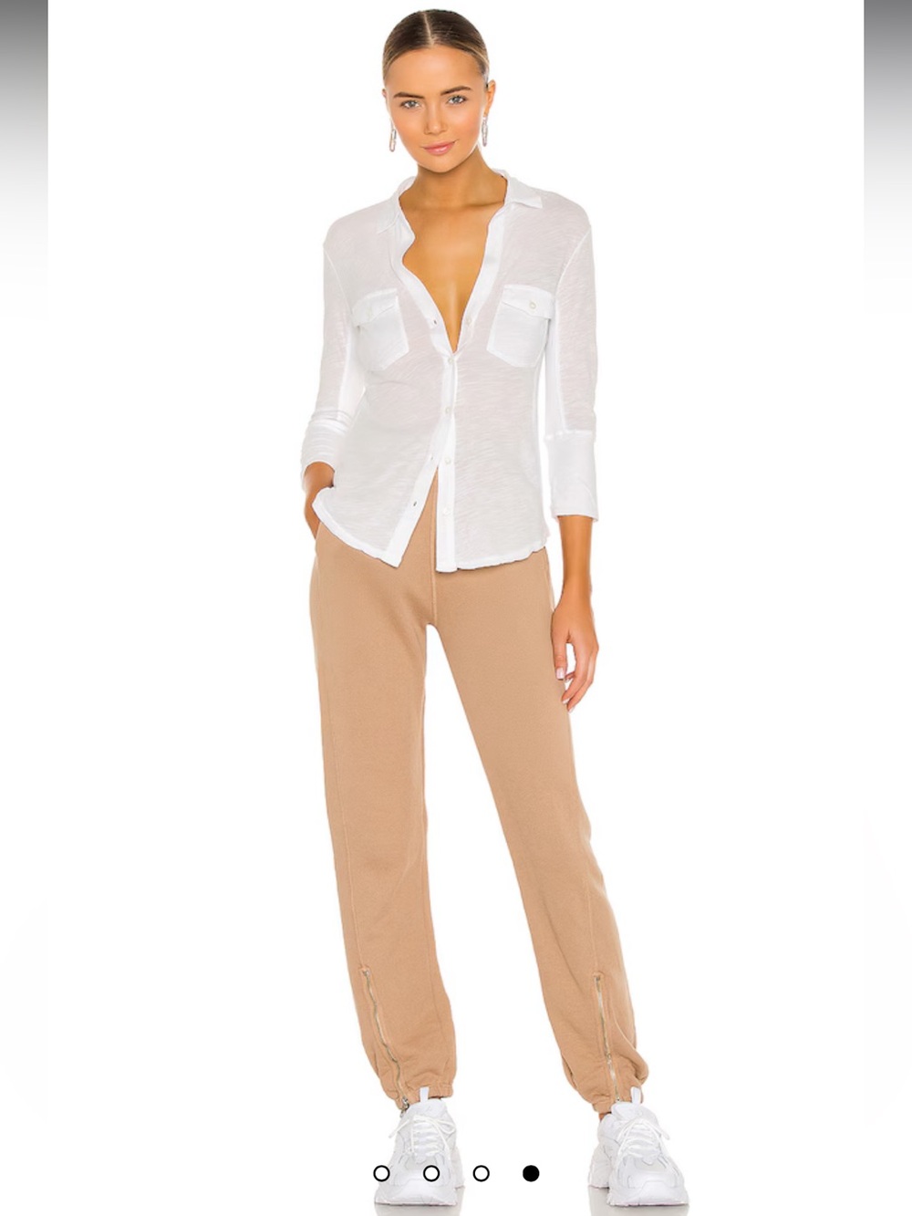 James Perse Sheer Slub Side Panel White Shirt - Picture 6 of 6